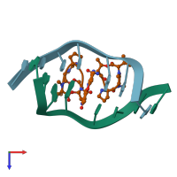 PDB entry 209d coloured by chain, top view.