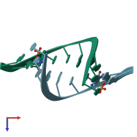 PDB entry 213d coloured by chain, top view.