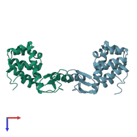 PDB entry 216l coloured by chain, top view.