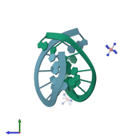 PDB entry 222d coloured by chain, side view.
