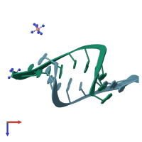 PDB entry 222d coloured by chain, top view.