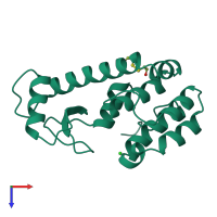 PDB entry 252l coloured by chain, top view.