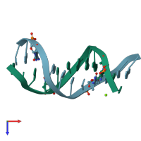 PDB entry 265d coloured by chain, top view.