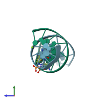 PDB entry 268d coloured by chain, side view.
