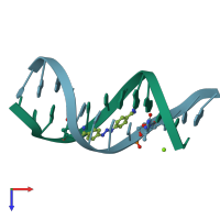 PDB entry 268d coloured by chain, top view.