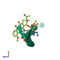 PDB entry 278d coloured by chain, side view.