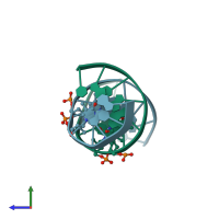 PDB entry 290d coloured by chain, side view.