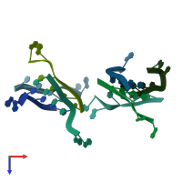 PDB entry 294d coloured by chain, top view.