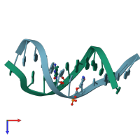 PDB entry 297d coloured by chain, top view.