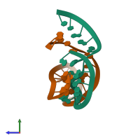 PDB entry 299d coloured by chain, side view.