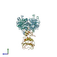 PDB entry 2a0f coloured by chain, side view.