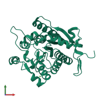 PDB entry 2a0m coloured by chain, front view.