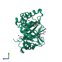 PDB entry 2a0n coloured by chain, side view.
