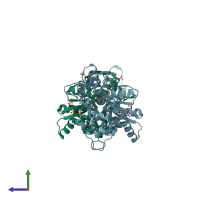 PDB entry 2a0u coloured by chain, side view.