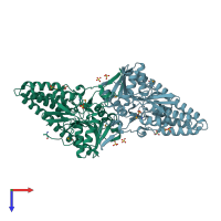 PDB entry 2a0u coloured by chain, top view.