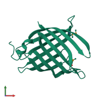 PDB entry 2a13 coloured by chain, front view.
