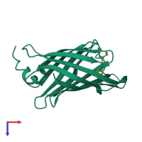 PDB entry 2a13 coloured by chain, top view.