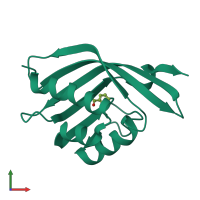 PDB entry 2a15 coloured by chain, front view.