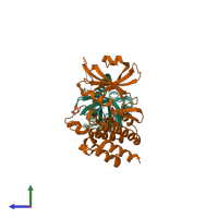 PDB entry 2a1a coloured by chain, side view.