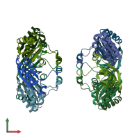 PDB entry 2a1b coloured by chain, front view.