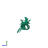 PDB entry 2a1c coloured by chain, ensemble of 20 models, side view.