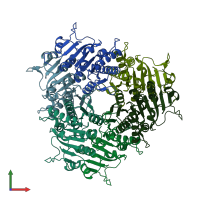 PDB entry 2a1f coloured by chain, front view.