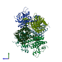 PDB entry 2a1f coloured by chain, side view.
