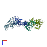 PDB entry 2a1s coloured by chain, top view.