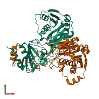 PDB entry 2a1u coloured by chain, front view.