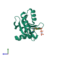 PDB entry 2a29 coloured by chain, side view.