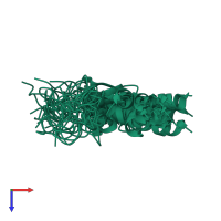 PDB entry 2a2b coloured by chain, ensemble of 20 models, top view.