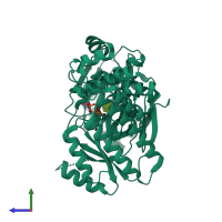 PDB entry 2a2d coloured by chain, side view.