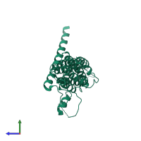 PDB entry 2a2f coloured by chain, side view.