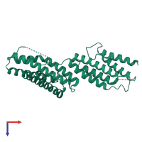 PDB entry 2a2f coloured by chain, top view.