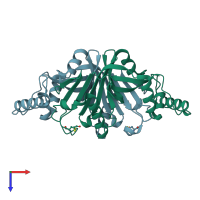 PDB entry 2a2j coloured by chain, top view.