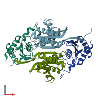 PDB entry 2a2l coloured by chain, front view.