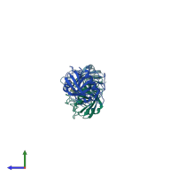 PDB entry 2a2n coloured by chain, side view.