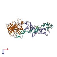 PDB entry 2a2q coloured by chain, top view.