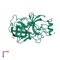 PDB entry 2a31 coloured by chain, top view.