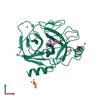 PDB entry 2a32 coloured by chain, front view.