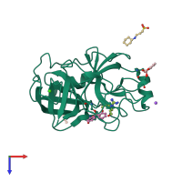 PDB entry 2a32 coloured by chain, top view.