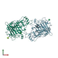 PDB entry 2a39 coloured by chain, front view.