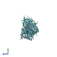 PDB entry 2a3b coloured by chain, side view.