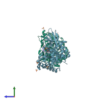 PDB entry 2a3c coloured by chain, side view.