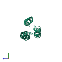 PDB entry 2a3d coloured by chain, side view.