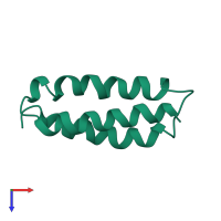 PDB entry 2a3d coloured by chain, top view.