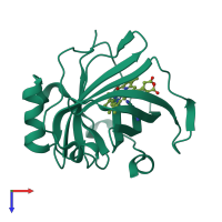 PDB entry 2a3f coloured by chain, top view.