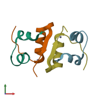 PDB entry 2a3g coloured by chain, front view.