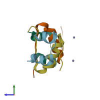 PDB entry 2a3g coloured by chain, side view.