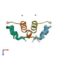PDB entry 2a3g coloured by chain, top view.